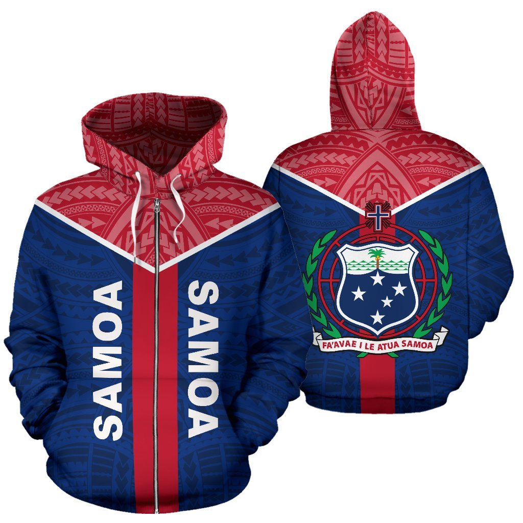 Samoa Zipper Hoodie Samoa Coat Of Arms Polynesian Tattoo A7