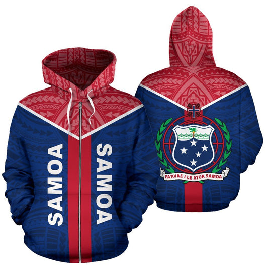 Samoa Zipper Hoodie Samoa Coat Of Arms Polynesian Tattoo A7