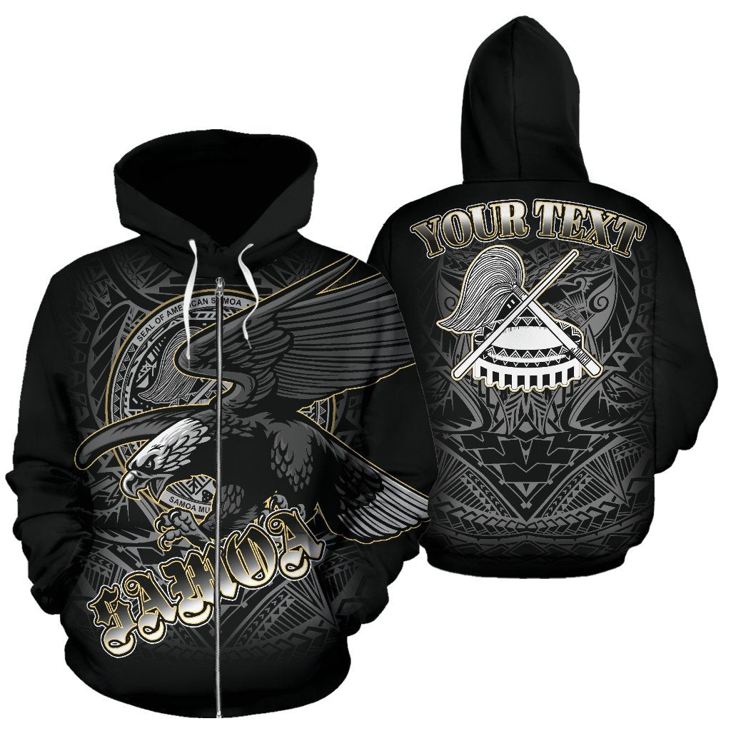Custom Text American Samoa Polynesian Eagle All Over Custom Personalised Zip Up Hoodie
