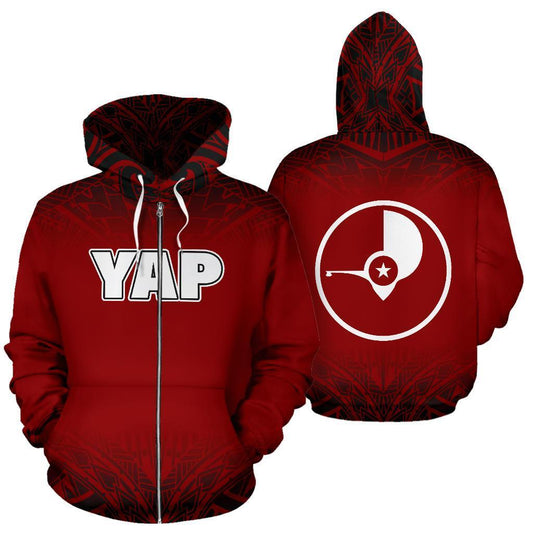 Yap All Over Zip-Up Hoodie Red Fog Style