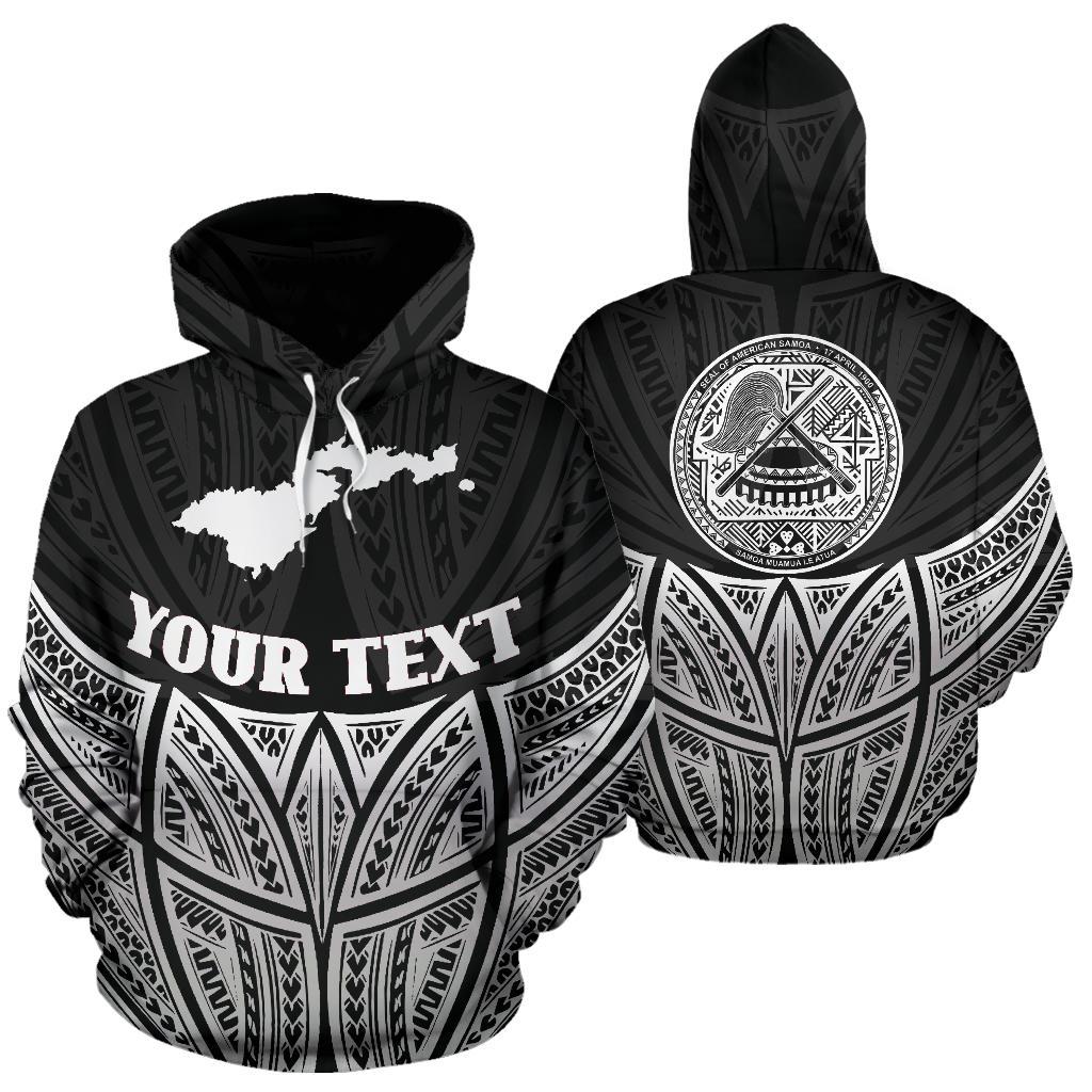 Custom Text American Samoa Polynesian Custom Personalised Hoodie Black Pride Map nd Seal