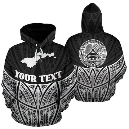Custom Text American Samoa Polynesian Custom Personalised Hoodie Black Pride Map nd Seal