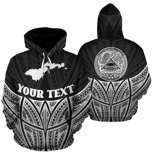 Custom Text American Samoa Polynesian Custom Personalised Hoodie Black Pride Map nd Seal