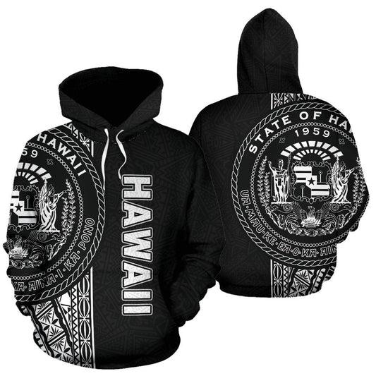Polynesian Hawaii Hoodie White Line