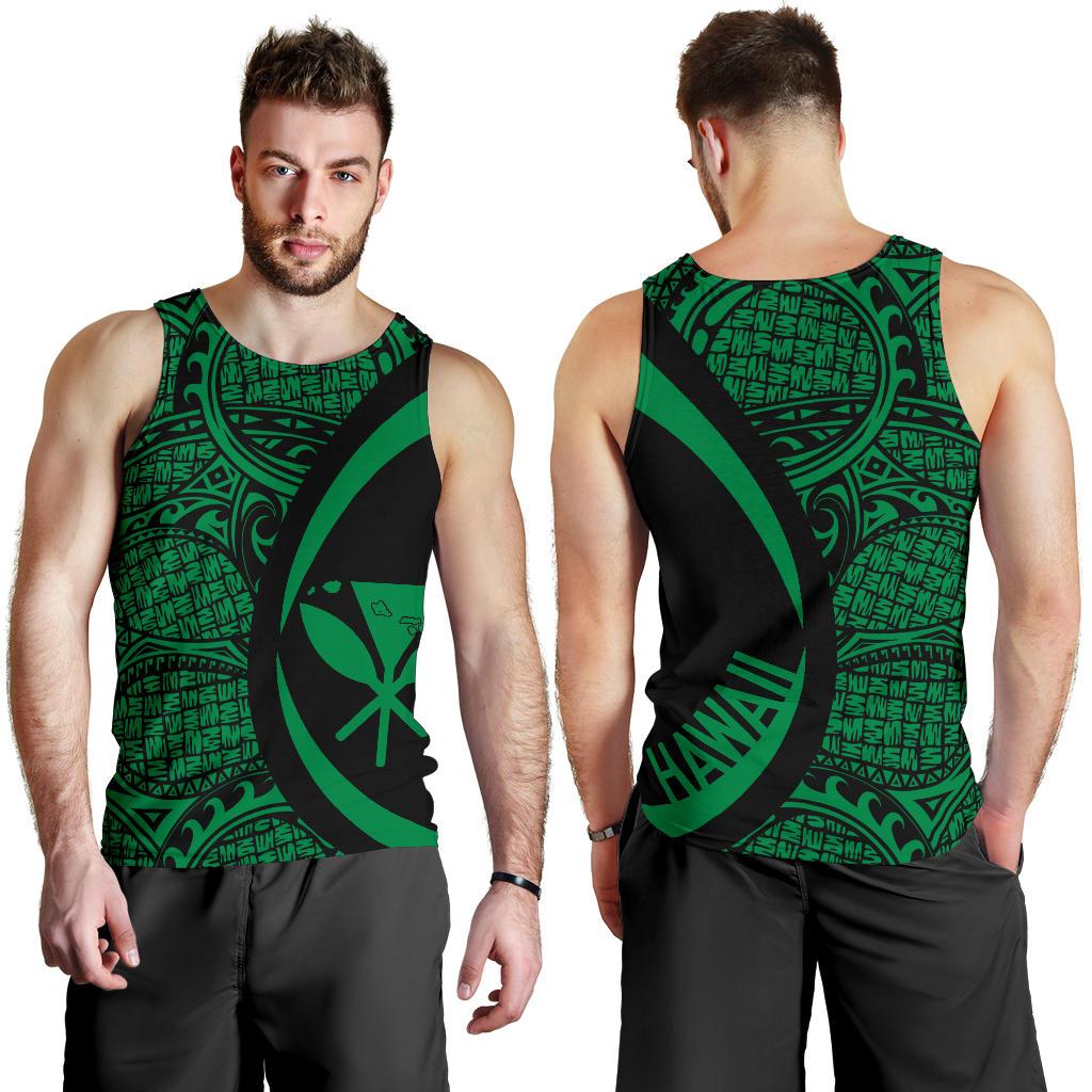 Kanaka Hawaii Map Green Polynesian Men's Tank Tops Circle Style