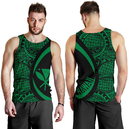 Kanaka Hawaii Map Green Polynesian Men's Tank Tops Circle Style