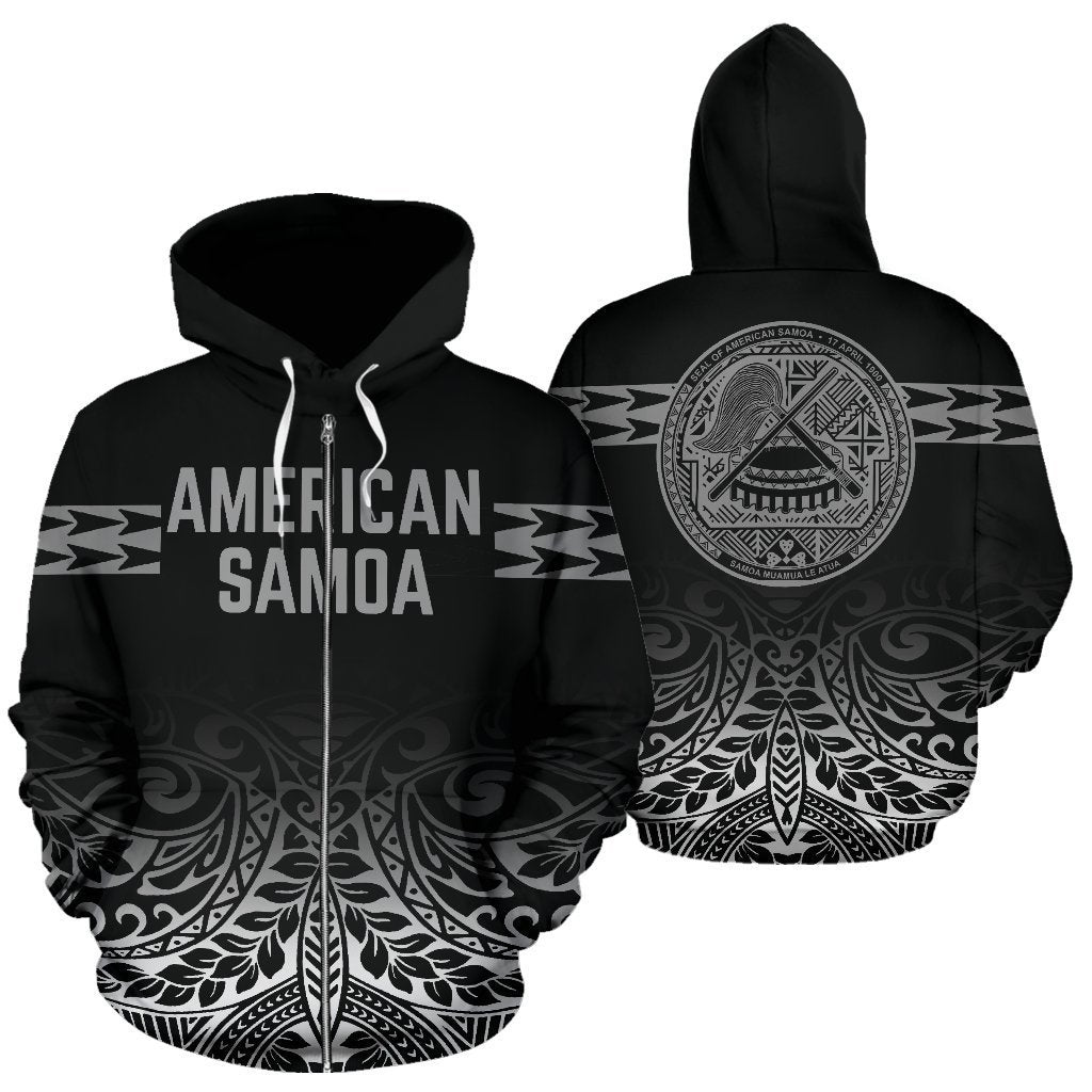American Samoa All Over Zip Up Hoodie Polynesian Fog