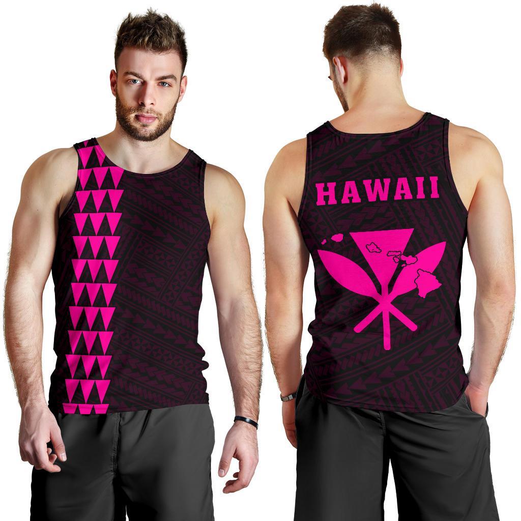 Hawaii Kakau Polynesian Kanaka Map Men's Tank Top Pink