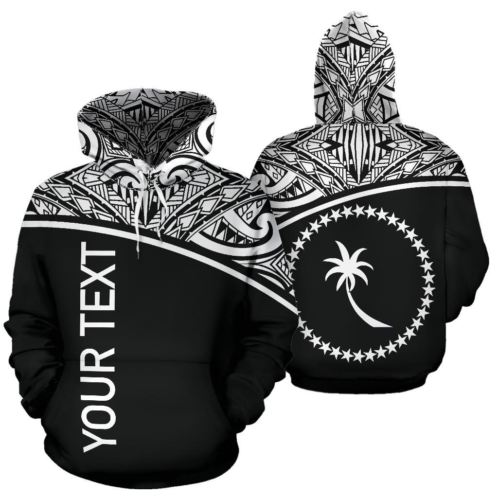 Custom Text Chuuk All Over Custom Personalised Hoodie Micronesian Black Curve