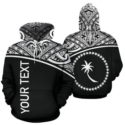 Custom Text Chuuk All Over Custom Personalised Hoodie Micronesian Black Curve