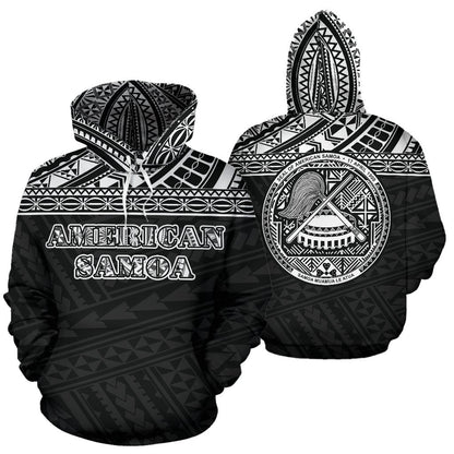 American Samoa All Over Hoodie Polynesian Black Version