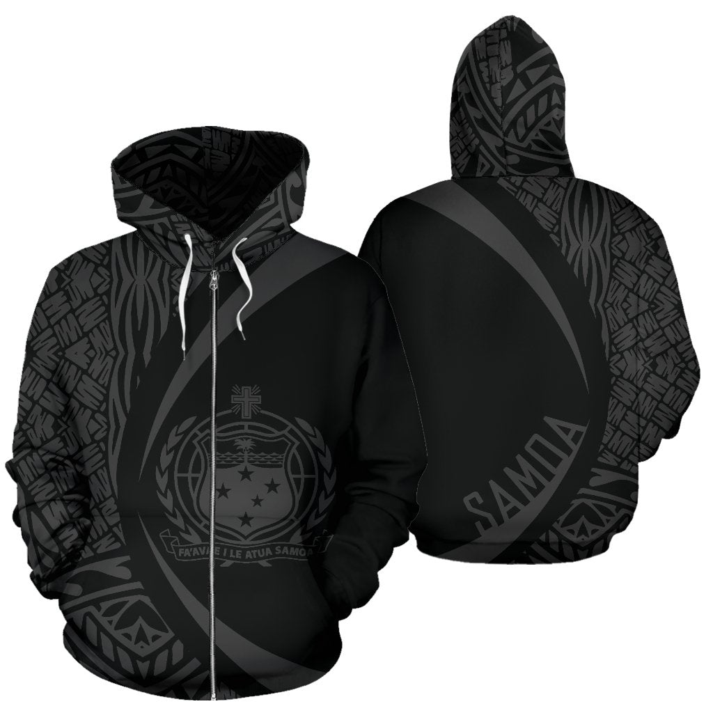 Polynesian Coat Of Arms Of Samoa Zip Hoodie Gray