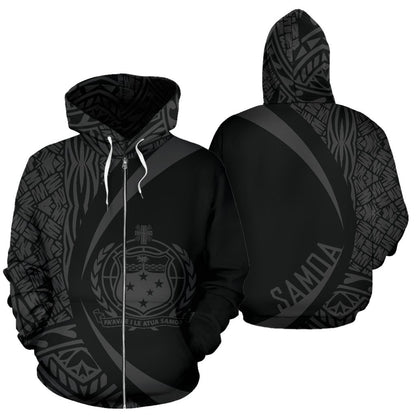 Polynesian Coat Of Arms Of Samoa Zip Hoodie Gray