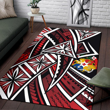 Tonga Polynesian Area Rug Tribal Flower Special Pattern Red Color