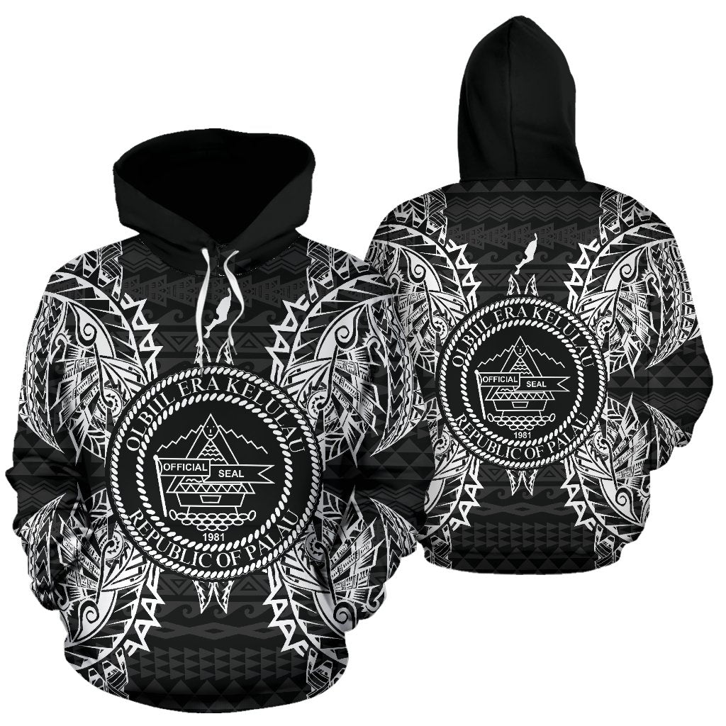 Palau Polynesian ll Over Hoodie Map Black