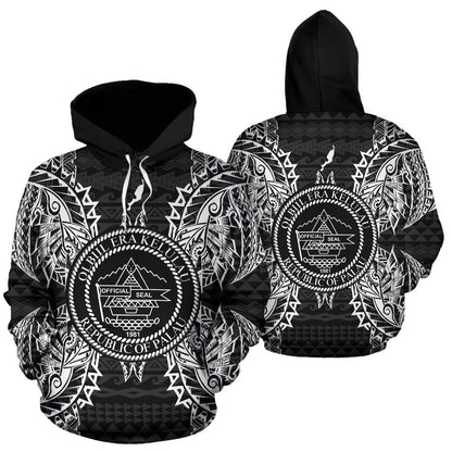 Palau Polynesian ll Over Hoodie Map Black