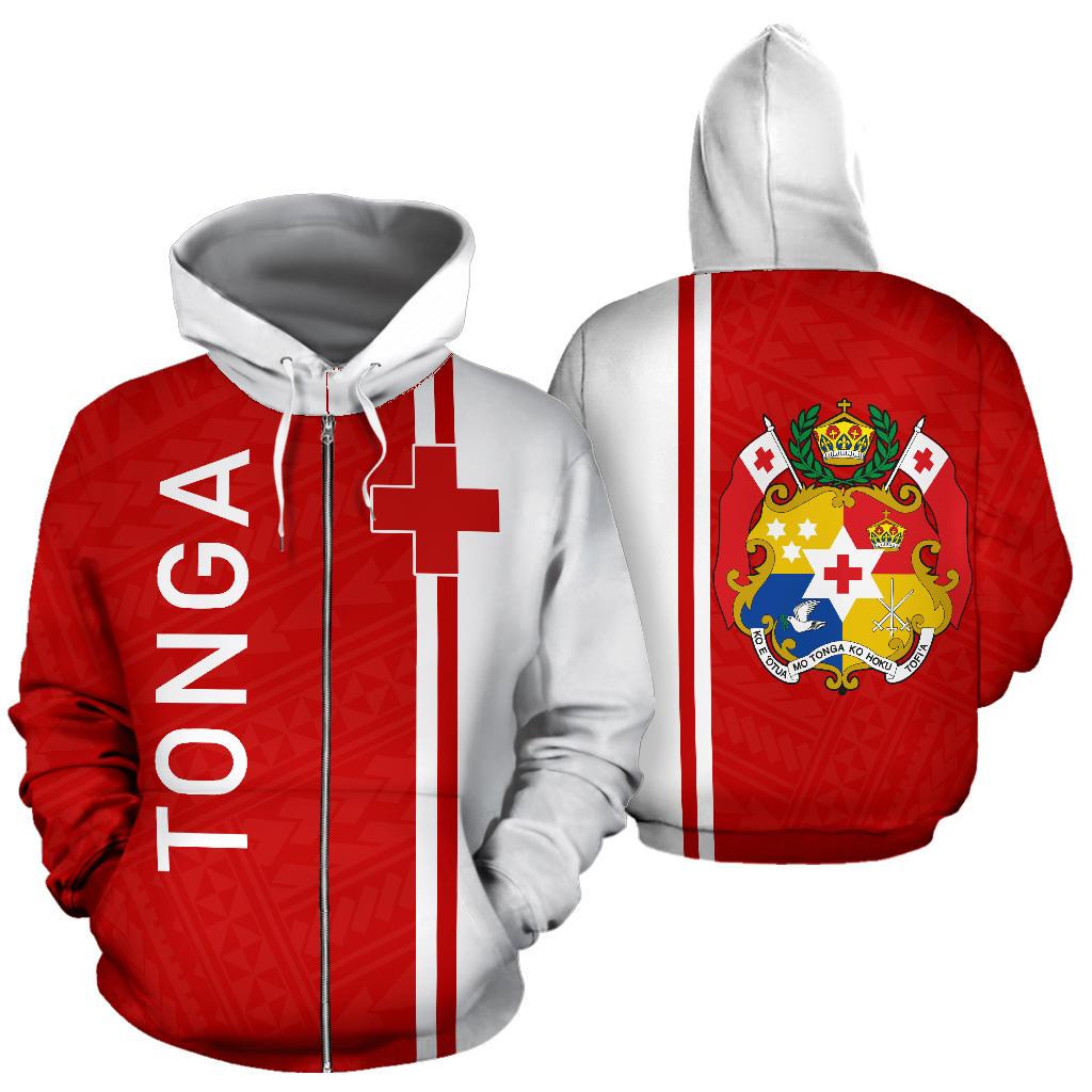 Tonga All Over Zip Up Hoodie Polynesian Straight Version