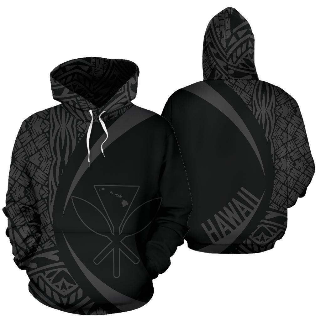 Polynesian Kanaka Maoli Map Of Hawaii Hoodie Gray Circle Style