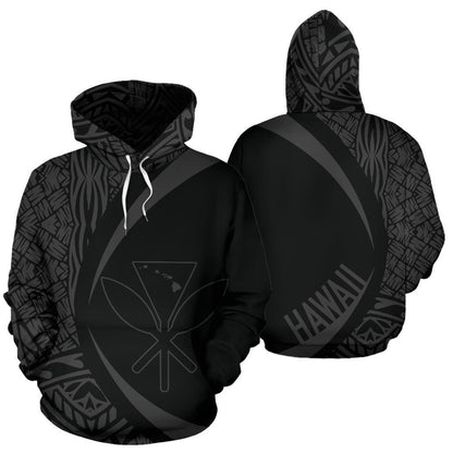 Polynesian Kanaka Maoli Map Of Hawaii Hoodie Gray Circle Style