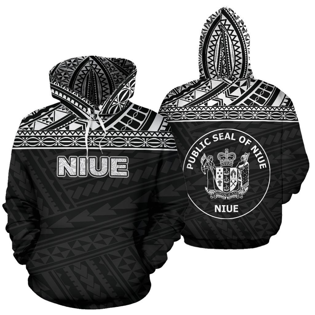 Niue Polynesian Hoodie Horizontal Black