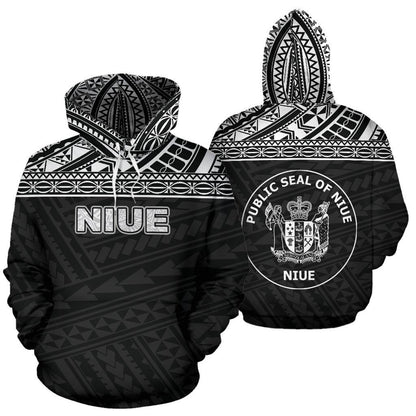 Niue Polynesian Hoodie Horizontal Black
