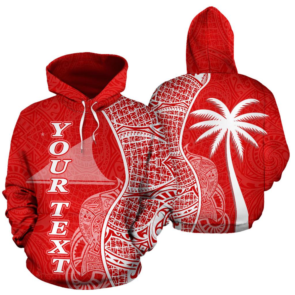 Custom Text Tokelau Polynesian Custom Personalised Hoodie Coconut Red White