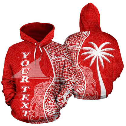 Custom Text Tokelau Polynesian Custom Personalised Hoodie Coconut Red White