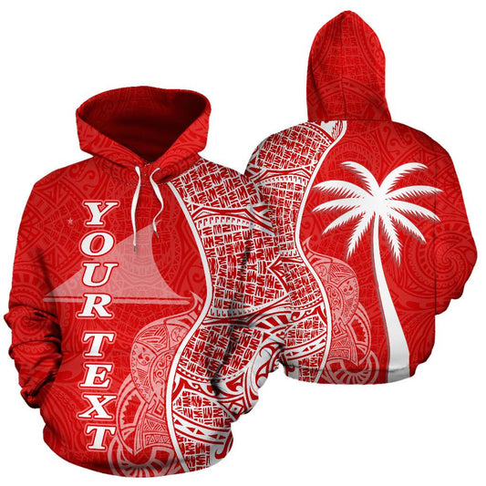 Custom Text Tokelau Polynesian Custom Personalised Hoodie Coconut Red White