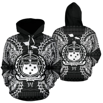 Samoa Polynesian ll Over Hoodie Map Black