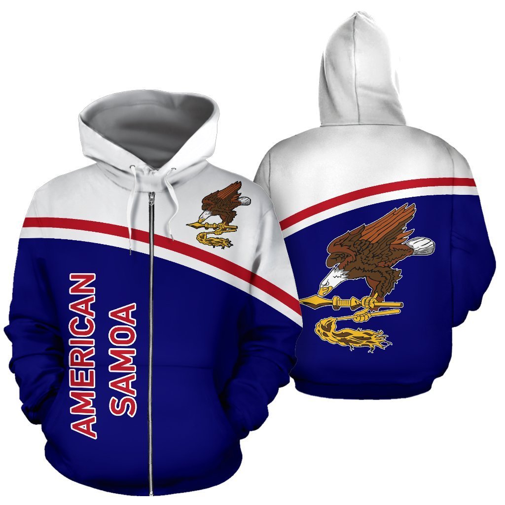 American Samoa All Over Zip Up Hoodie Polynesian Curve Version