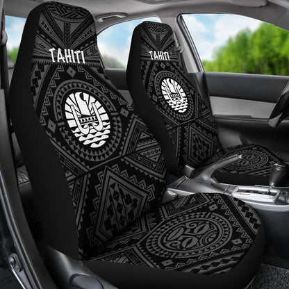 Tahiti Car Seat Covers Tahiti Seal In Polynesian Tattoo Style (Black)