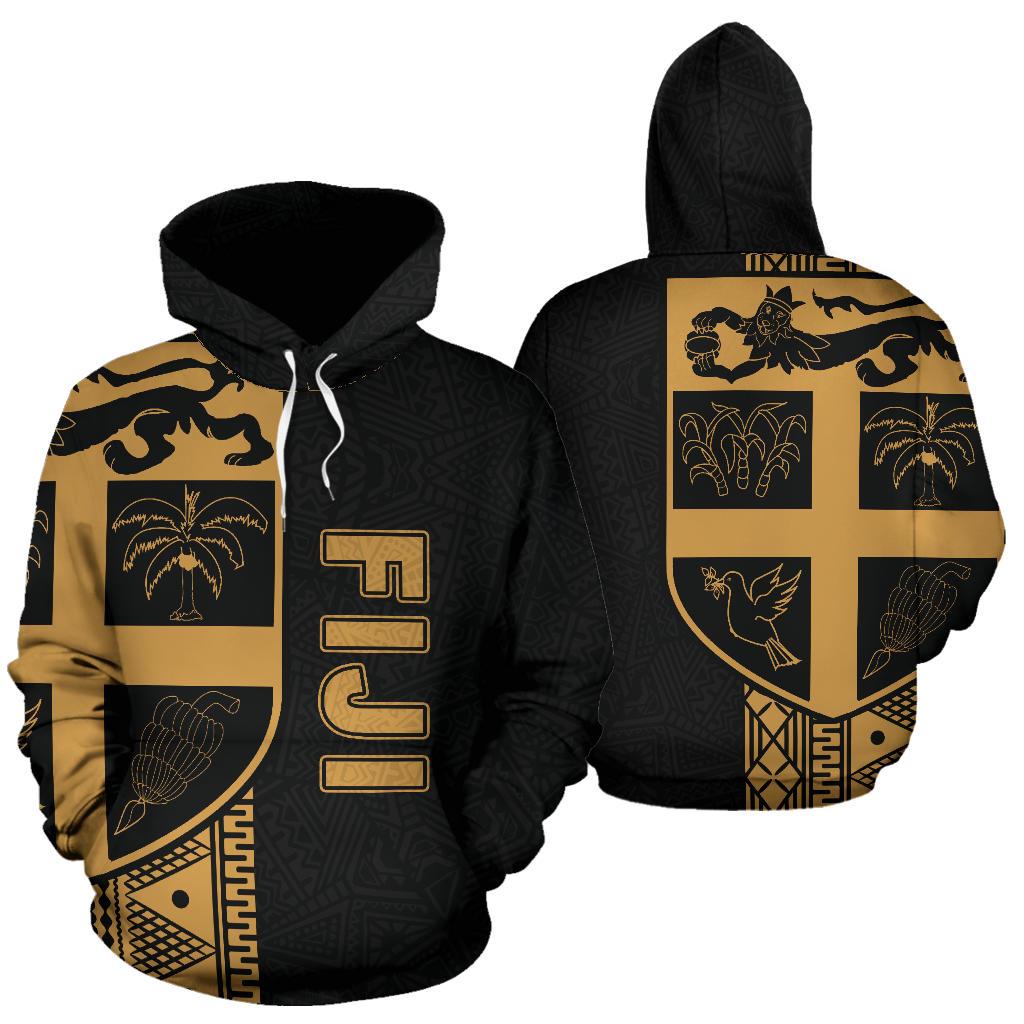 Fiji Polynesian Tapa Hoodie Yellow Line