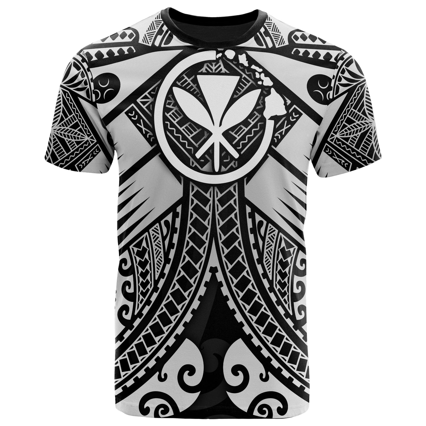 Hawaii Polynesian T-Shirt - White Kanaka Maoli Map