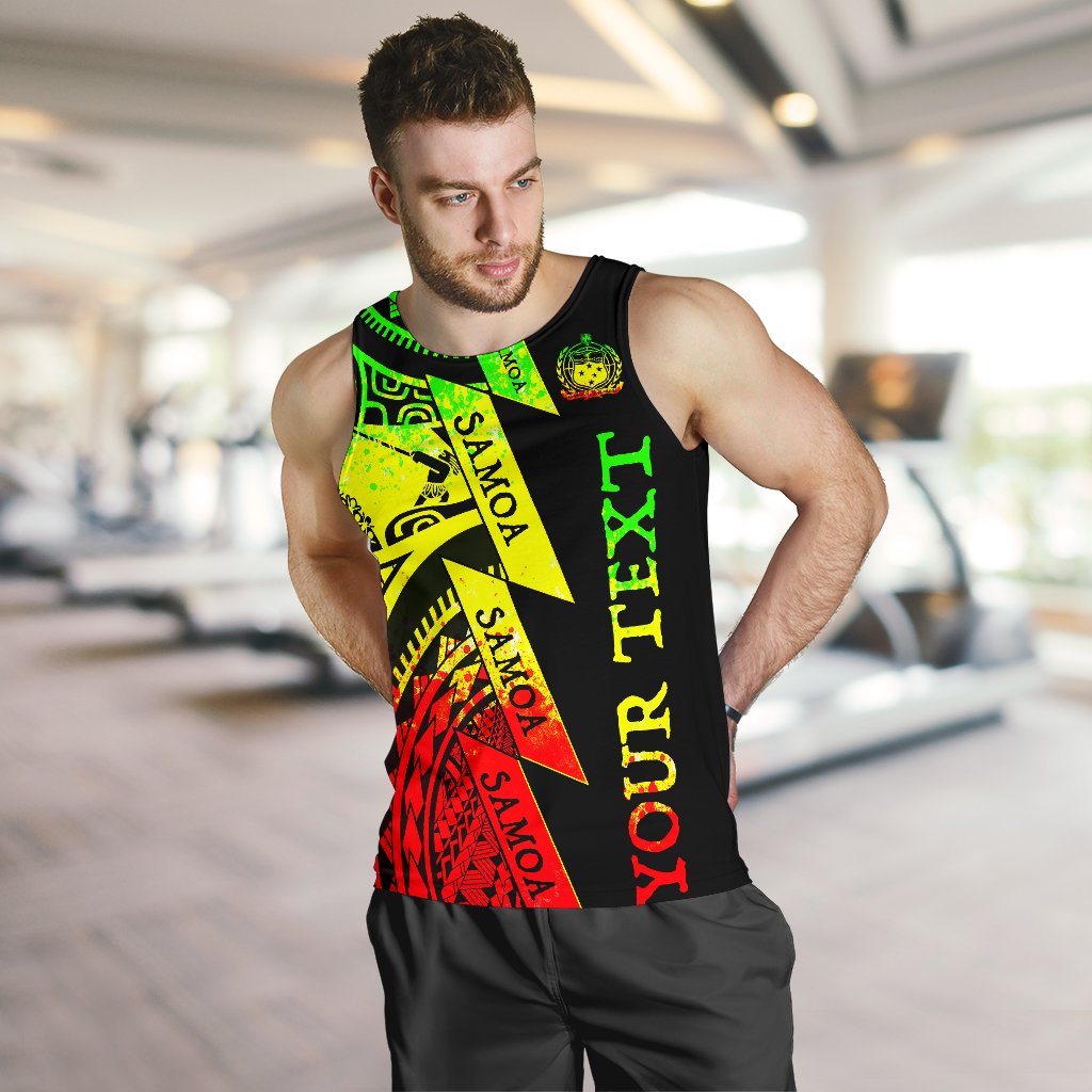 Custom Personalised Text Samoa Men Tank Tops Samoa Coat Of Arm Reggae