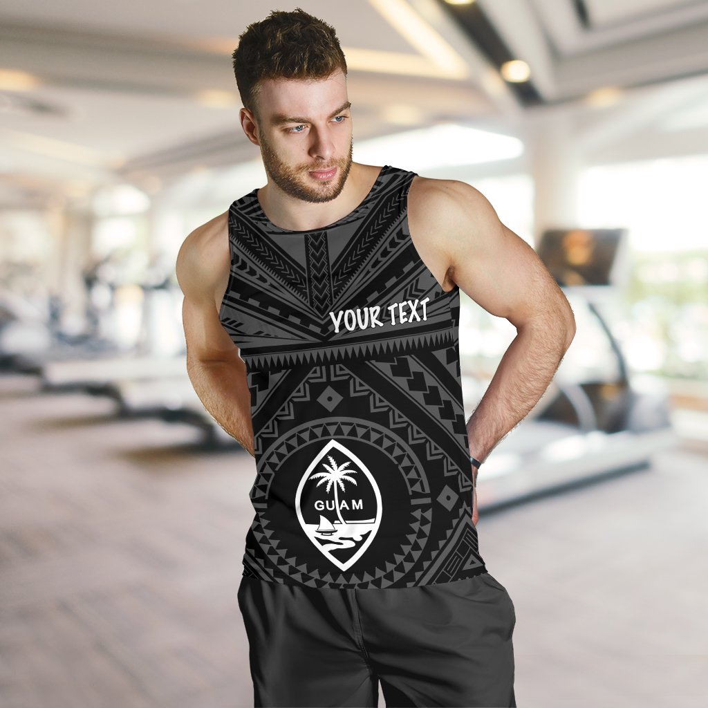 Guam Personalised Men's Tank Top Guam Seal With Polynesian Tattoo Style Black