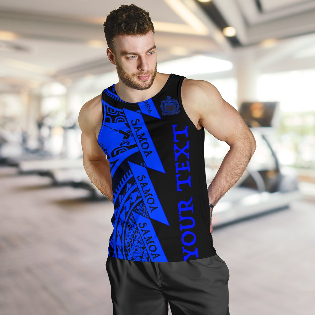 Custom Personalised Text Samoa Men Tank Tops Samoa Coat Of Arm Blue