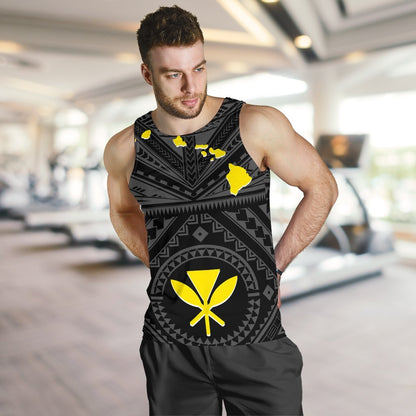 Hawaii Men's Tank Top Hawaii Kanaka Maoli And Map Black