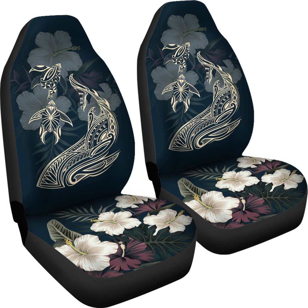 Hawaii Tropical Hibiscus Turtle Shark Aumakua Car Seat Covers Lucas Style Blue