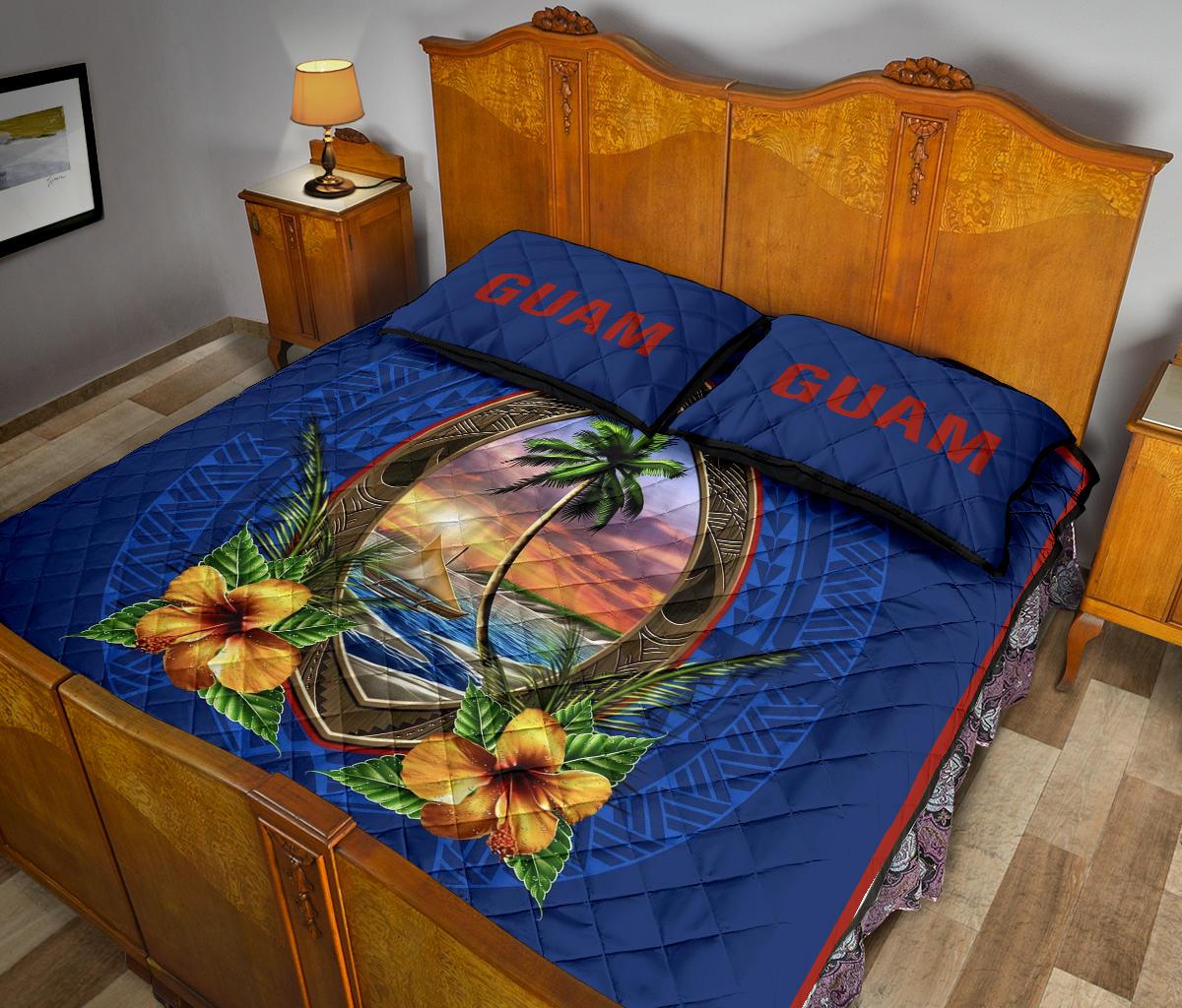 Guam Quilt Bed Set Guam Coat Of Arms Hibiscus