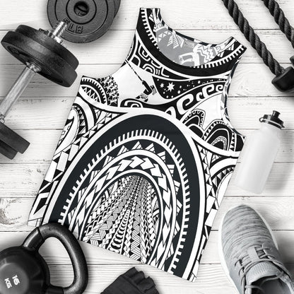 Polynesian Men's Tank Top, Maui Tattoo Polynesian Patterns White