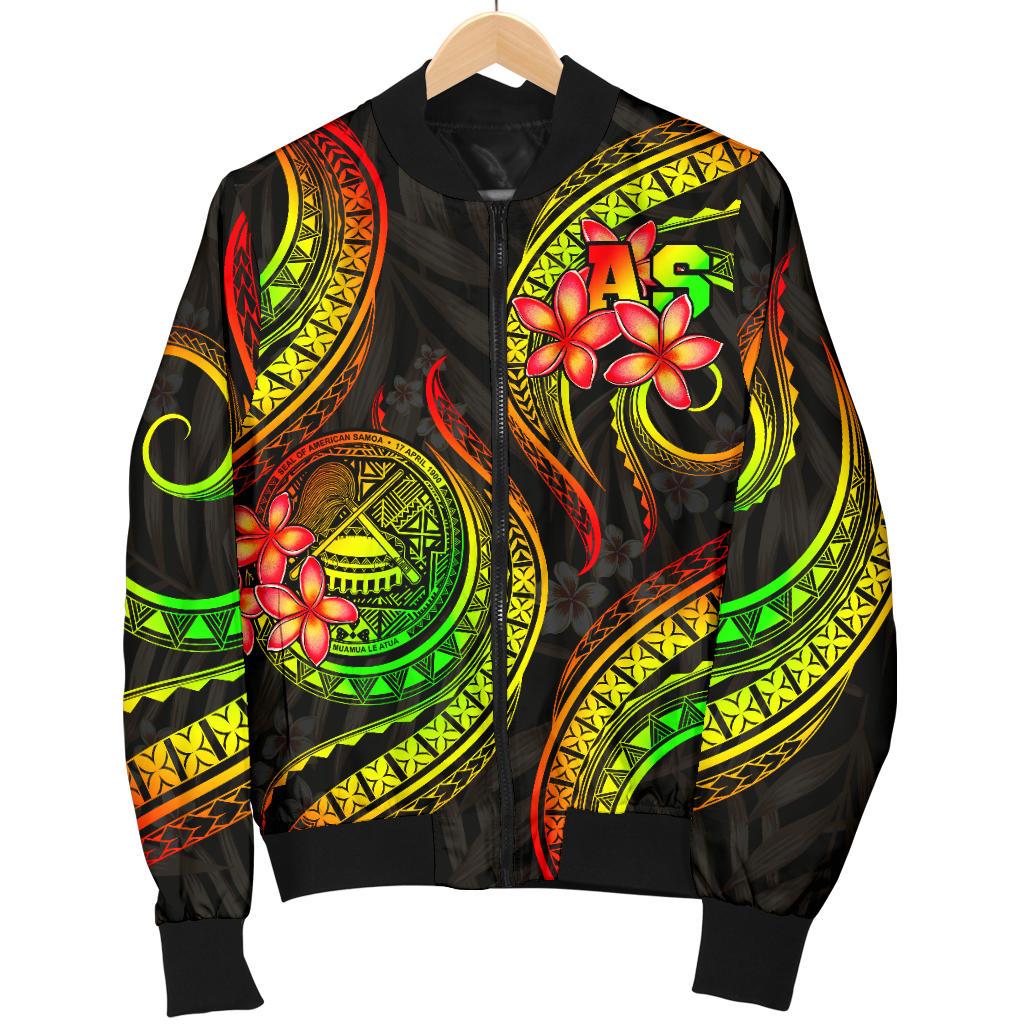 American Samoa Polynesian Men Bomber Jacket Reggae Plumeria