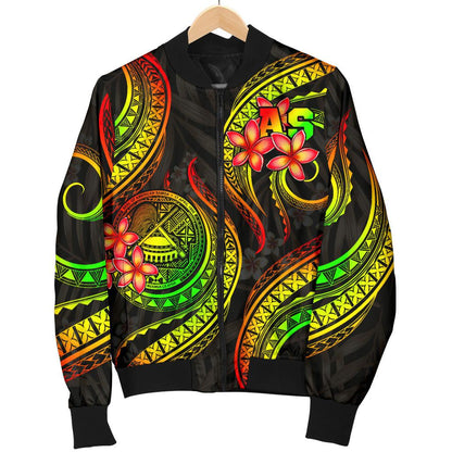 American Samoa Polynesian Men Bomber Jacket Reggae Plumeria