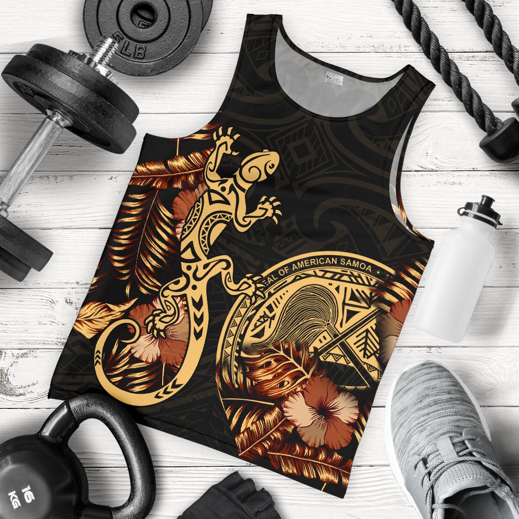 American Samoa Polynesian Men Tank Top Lizard Lucky