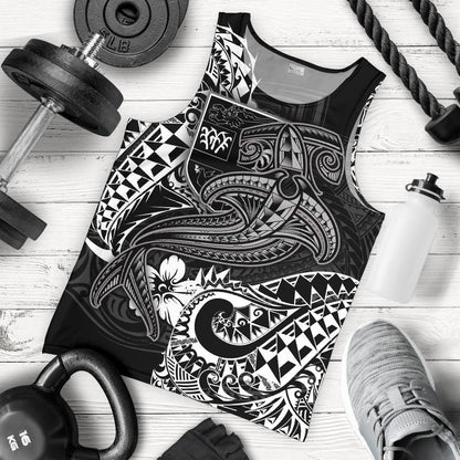 Fiji Men's Tank Top White Shark Polynesian Tattoo