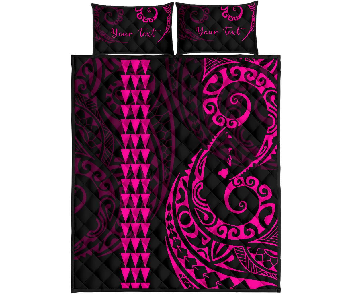Personalized Hawaii Quilt Bed Set Hawaii Polynesian Quilt Bed Set Pink