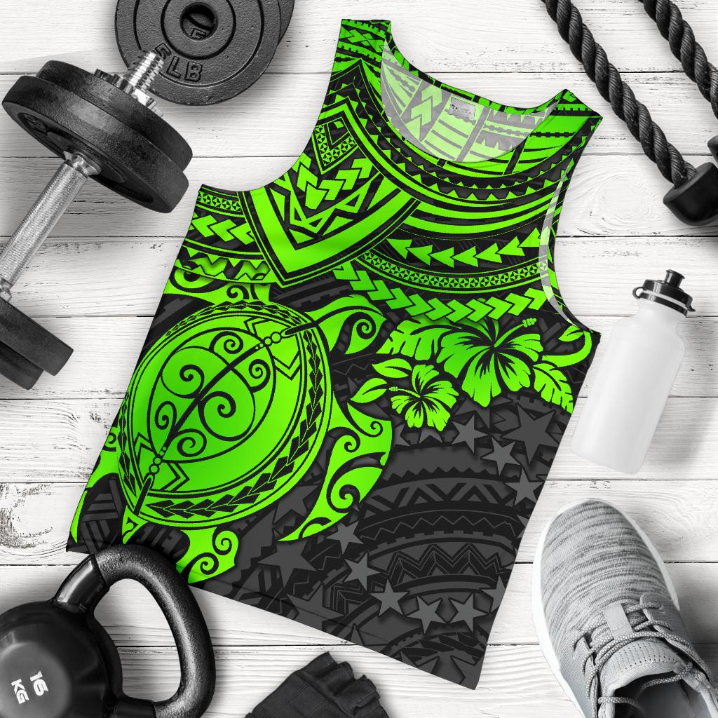 Cook Islands Polynesian Men's Tank Top Green Turtle