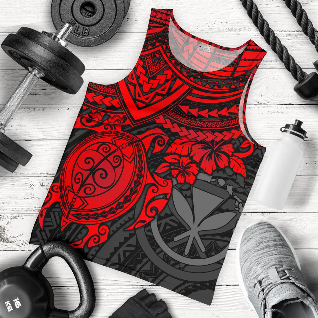 Polynesian Hawaii Men's Tank Top Red Turtle