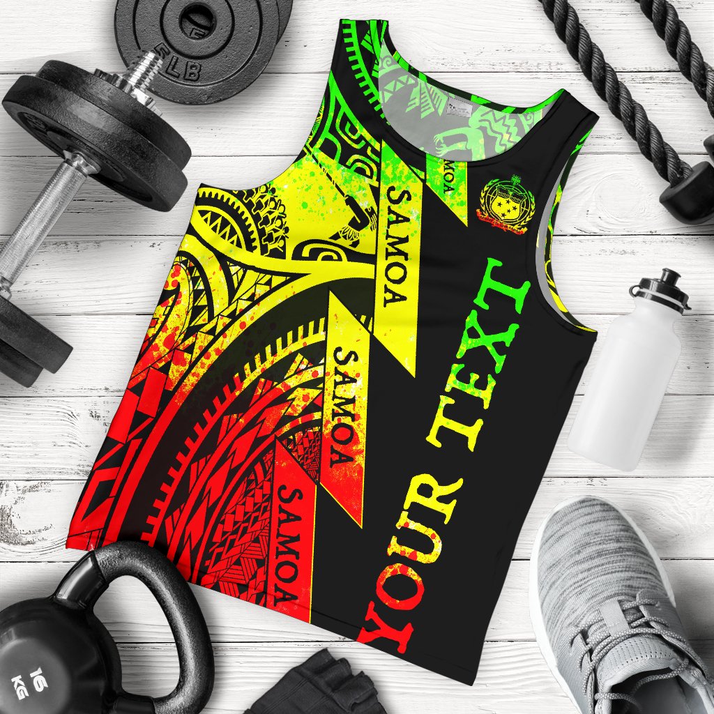 Custom Personalised Text Samoa Men Tank Tops Samoa Coat Of Arm Reggae