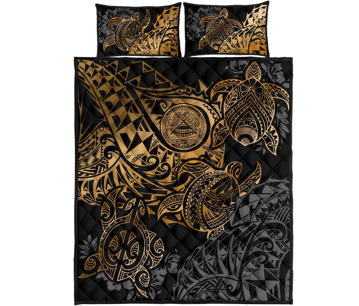 American Samoa Polynesian Quilt Bed Set American Samoa Gold Seal Turtle