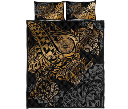 American Samoa Polynesian Quilt Bed Set American Samoa Gold Seal Turtle